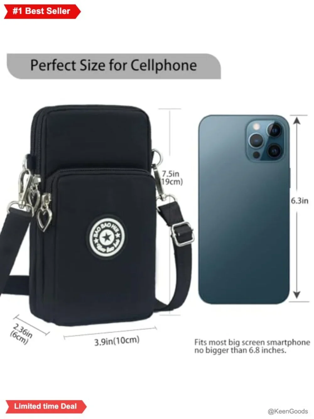 Mini Crossbody Phone Purse Nylon Water-Resistant Adjustable Strap